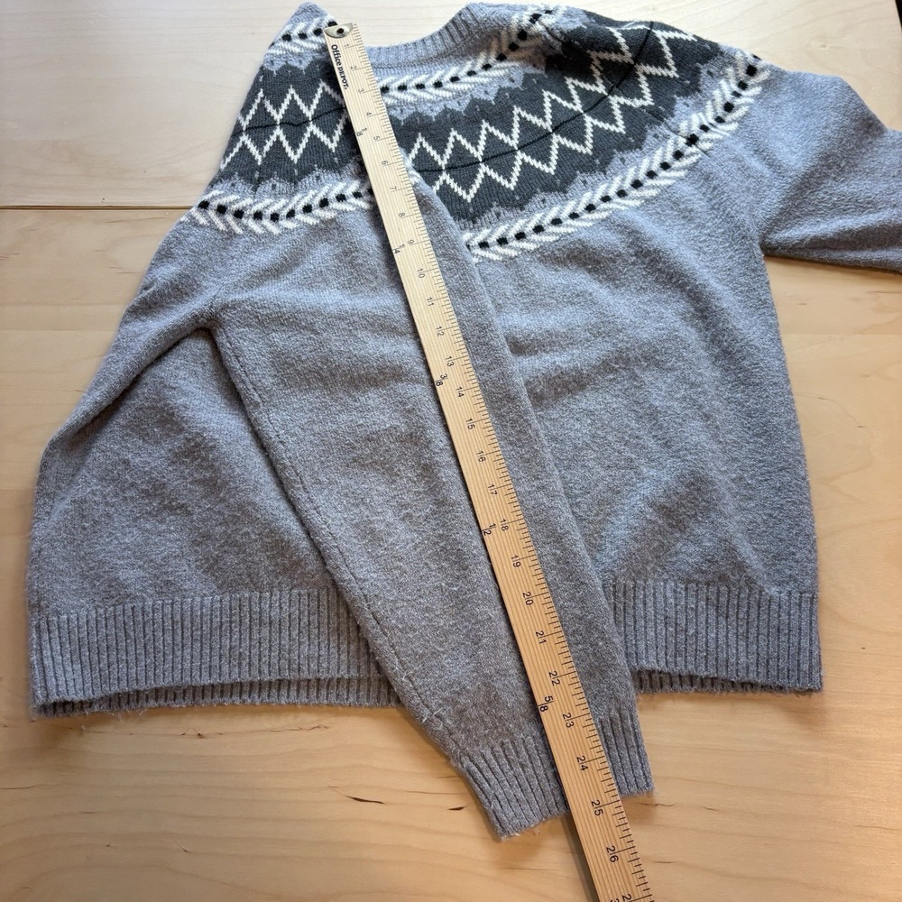 Weatherproof Vintage Women L Gray Sweater Fair Isle Nordic Knit SOME PILLING - Picture 8 of 14